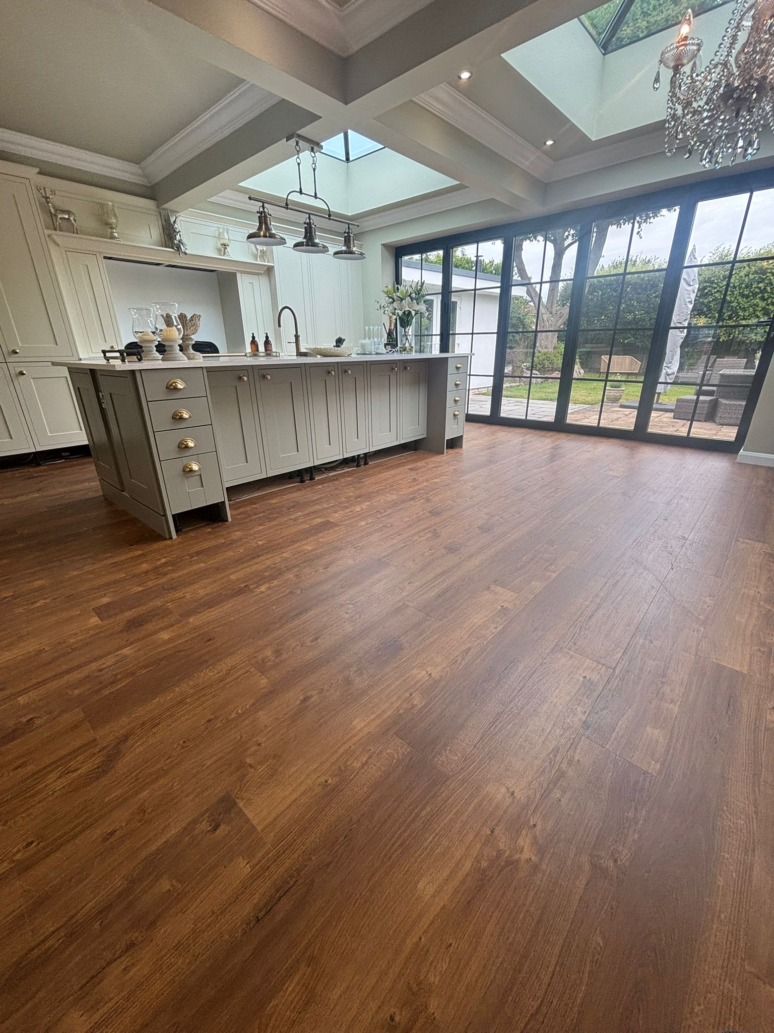 Same room after professional flooring installation