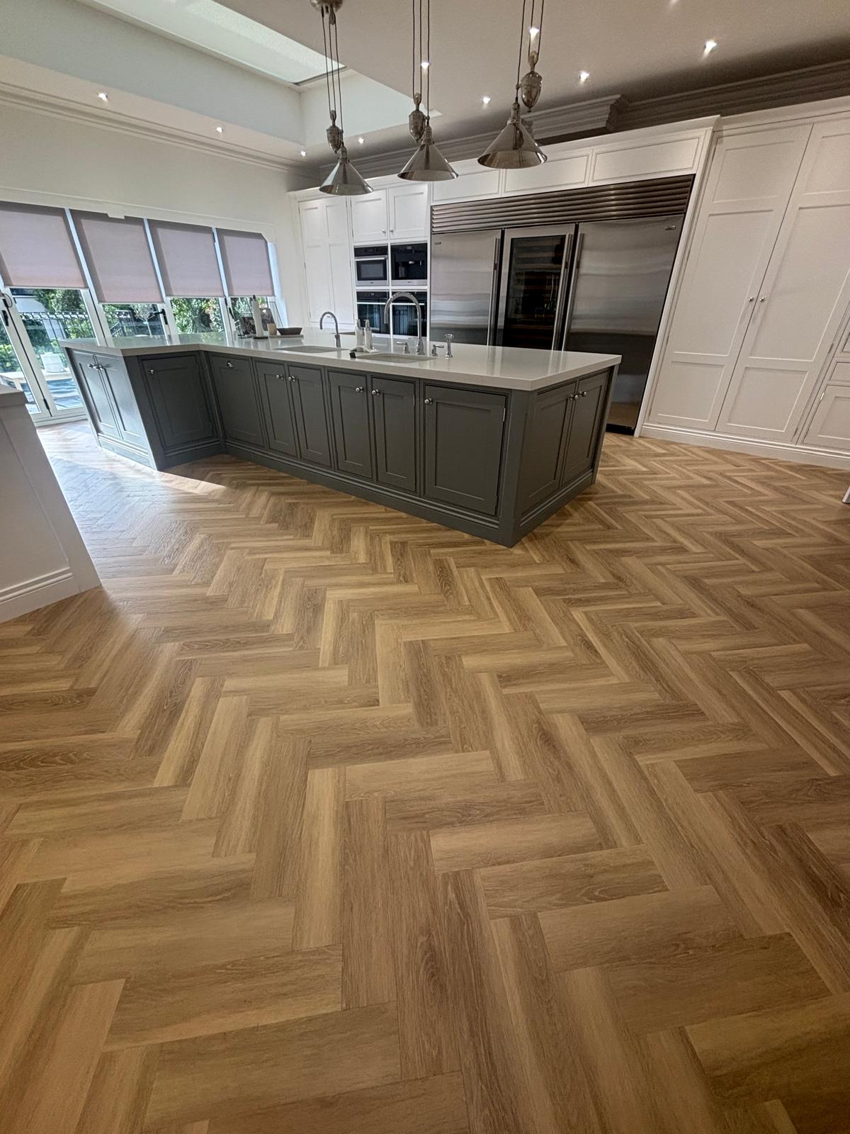 Kitchen island flooring installation