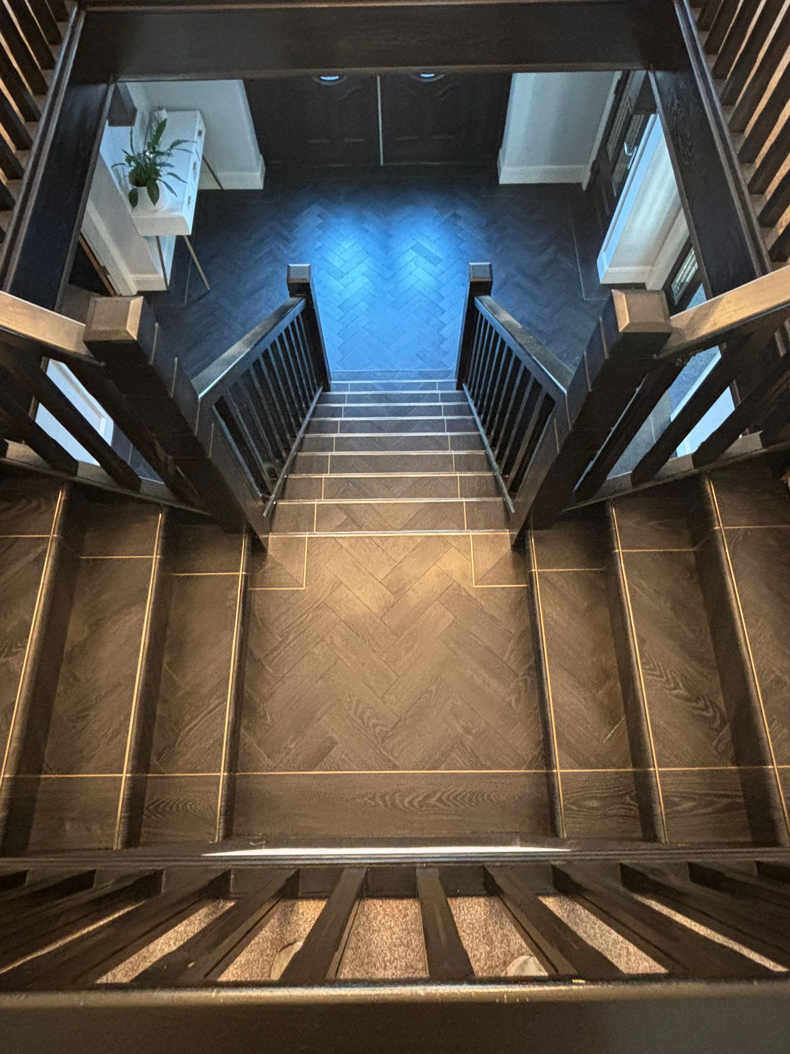 Grand staircase flooring installation